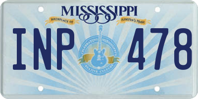 MS license plate INP478