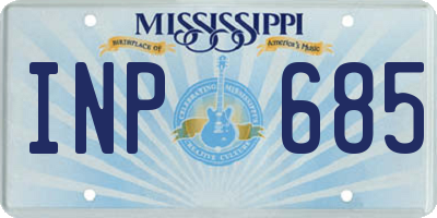 MS license plate INP685