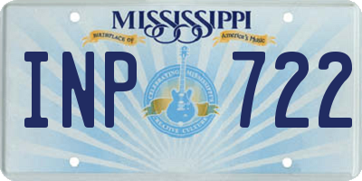 MS license plate INP722