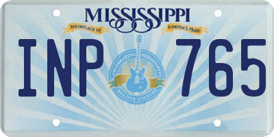 MS license plate INP765