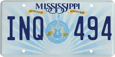 MS license plate INQ494
