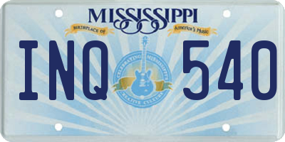 MS license plate INQ540