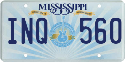MS license plate INQ560