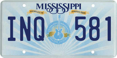 MS license plate INQ581