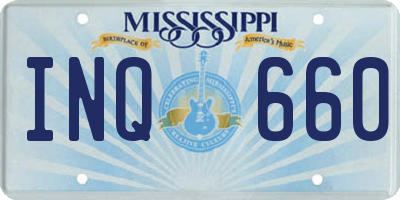 MS license plate INQ660
