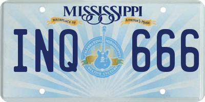 MS license plate INQ666
