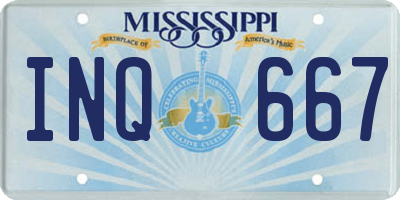 MS license plate INQ667