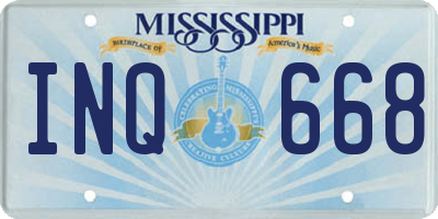 MS license plate INQ668