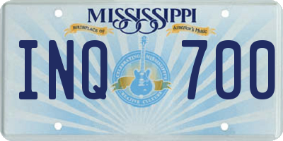 MS license plate INQ700
