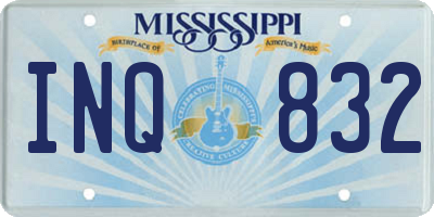 MS license plate INQ832