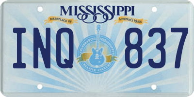 MS license plate INQ837
