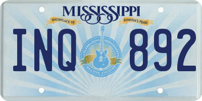 MS license plate INQ892