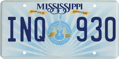 MS license plate INQ930