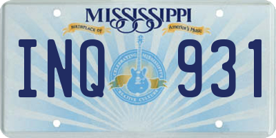 MS license plate INQ931