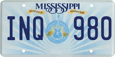 MS license plate INQ980