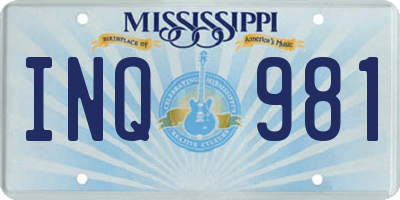 MS license plate INQ981