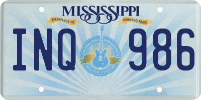 MS license plate INQ986