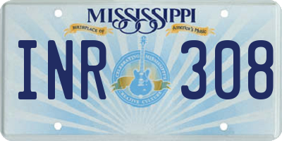 MS license plate INR308