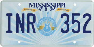 MS license plate INR352
