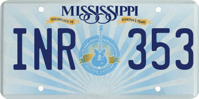 MS license plate INR353