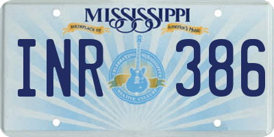 MS license plate INR386