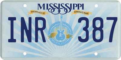 MS license plate INR387