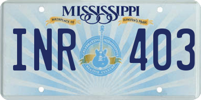 MS license plate INR403