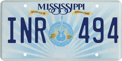MS license plate INR494