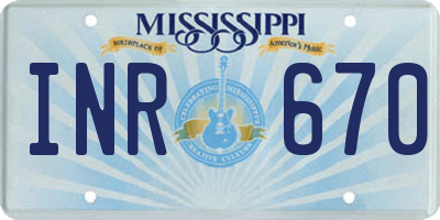 MS license plate INR670