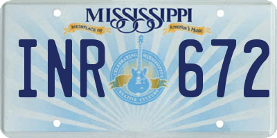 MS license plate INR672