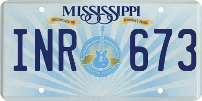 MS license plate INR673