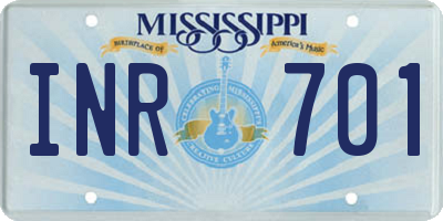 MS license plate INR701