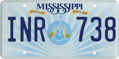 MS license plate INR738