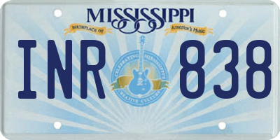 MS license plate INR838