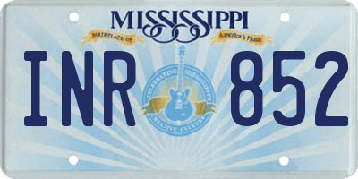 MS license plate INR852