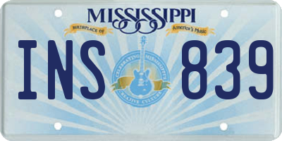MS license plate INS839