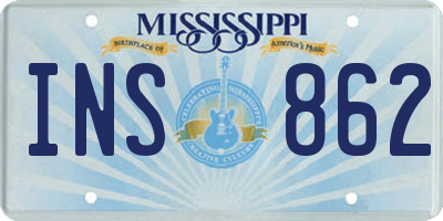 MS license plate INS862