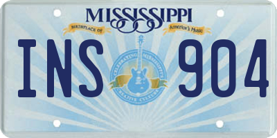MS license plate INS904