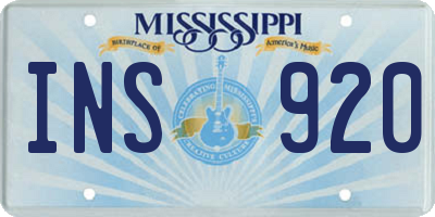 MS license plate INS920