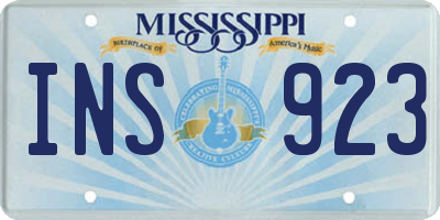 MS license plate INS923