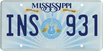 MS license plate INS931