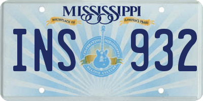 MS license plate INS932