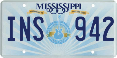 MS license plate INS942