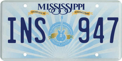 MS license plate INS947