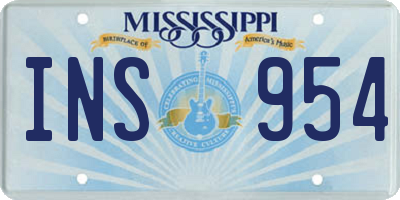 MS license plate INS954