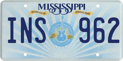 MS license plate INS962