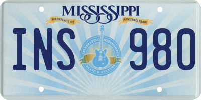 MS license plate INS980