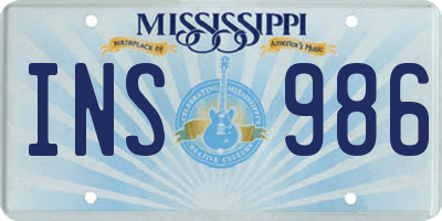 MS license plate INS986
