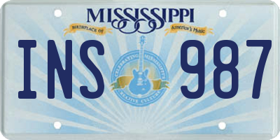 MS license plate INS987