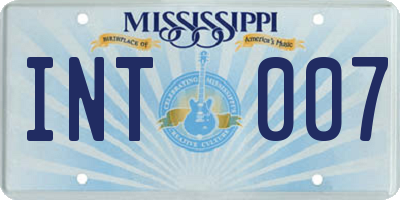 MS license plate INT007